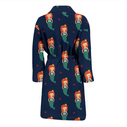 Mermaid Girl Pattern Print Design 01 Men Bathrobe-JORJUNE.COM