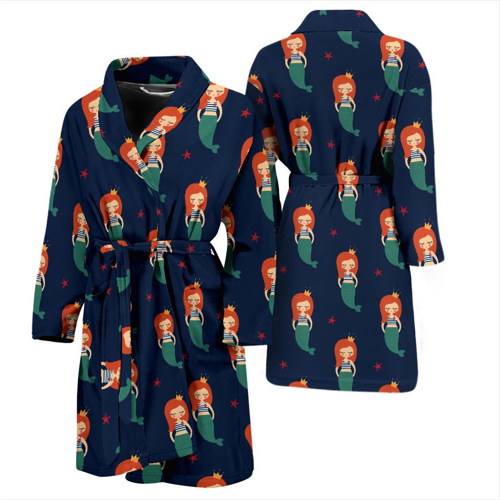 Mermaid Girl Pattern Print Design 01 Men Bathrobe-JORJUNE.COM
