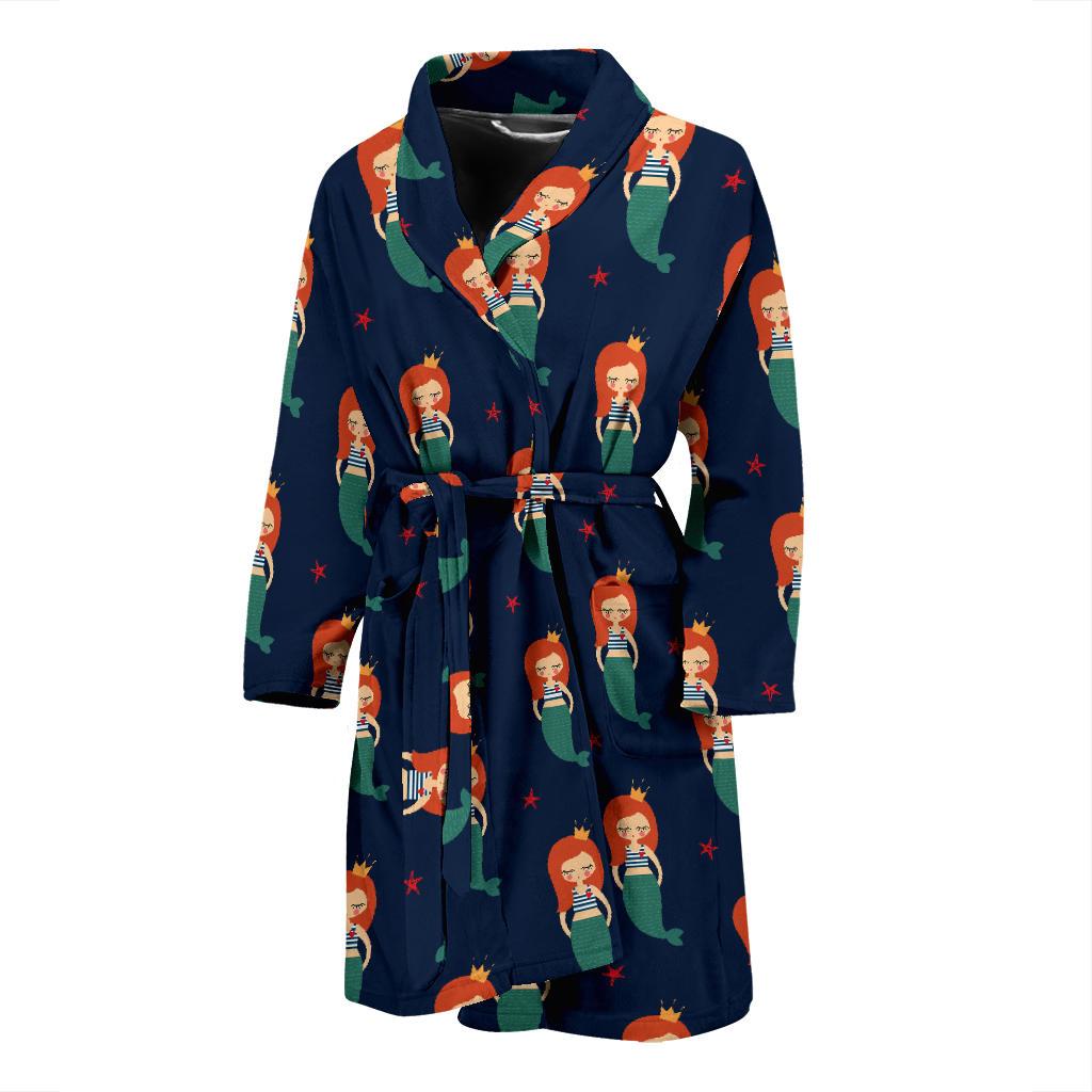Mermaid Girl Pattern Print Design 01 Men Bathrobe-JORJUNE.COM