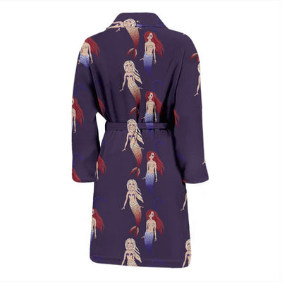 Mermaid Pattern Print Design 02 Men Bathrobe-JORJUNE.COM