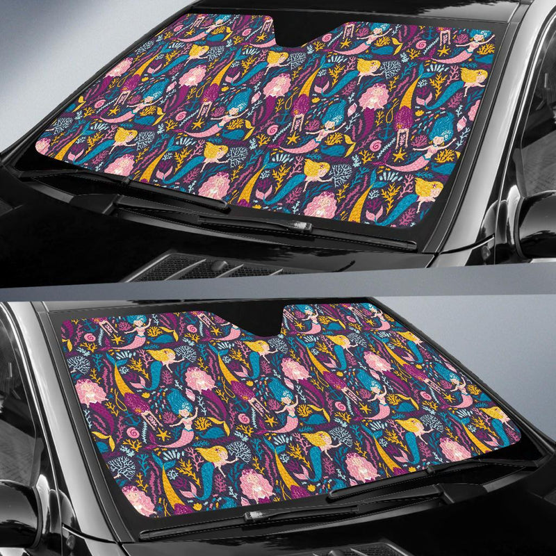 Mermaid Pattern Print Design 08 Car Sun Shades-JORJUNE.COM