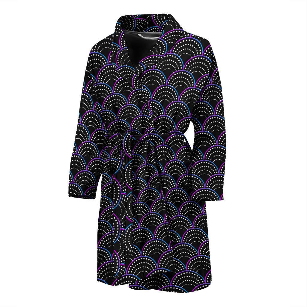 Mermaid Pattern Print Design 09 Men Bathrobe-JORJUNE.COM