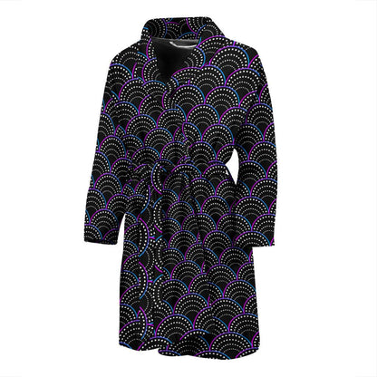 Mermaid Pattern Print Design 09 Men Bathrobe-JORJUNE.COM