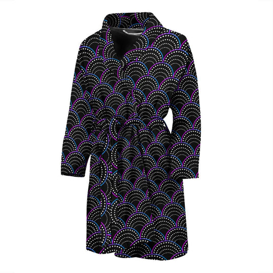 Mermaid Pattern Print Design 09 Men Bathrobe-JORJUNE.COM