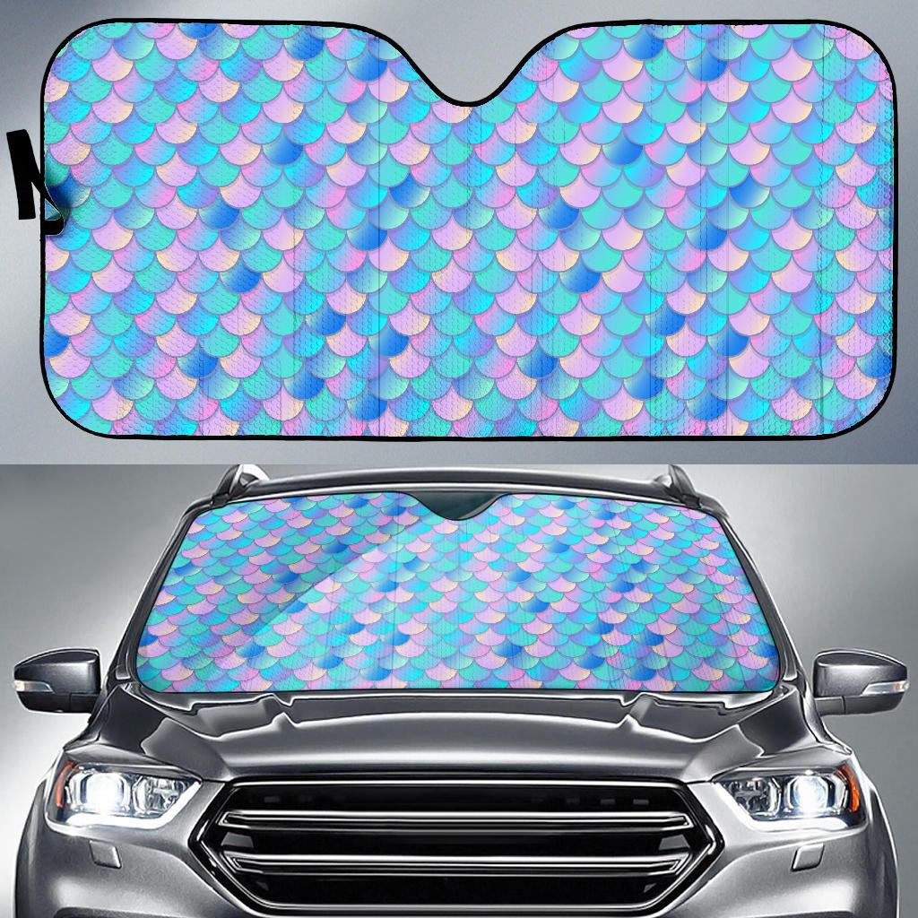 Mermaid Scales Pastel Pattern Print Design 07 Car Sun Shades-JORJUNE.COM