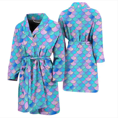 Mermaid Scales Pastel Pattern Print Design 07 Men Bathrobe-JORJUNE.COM