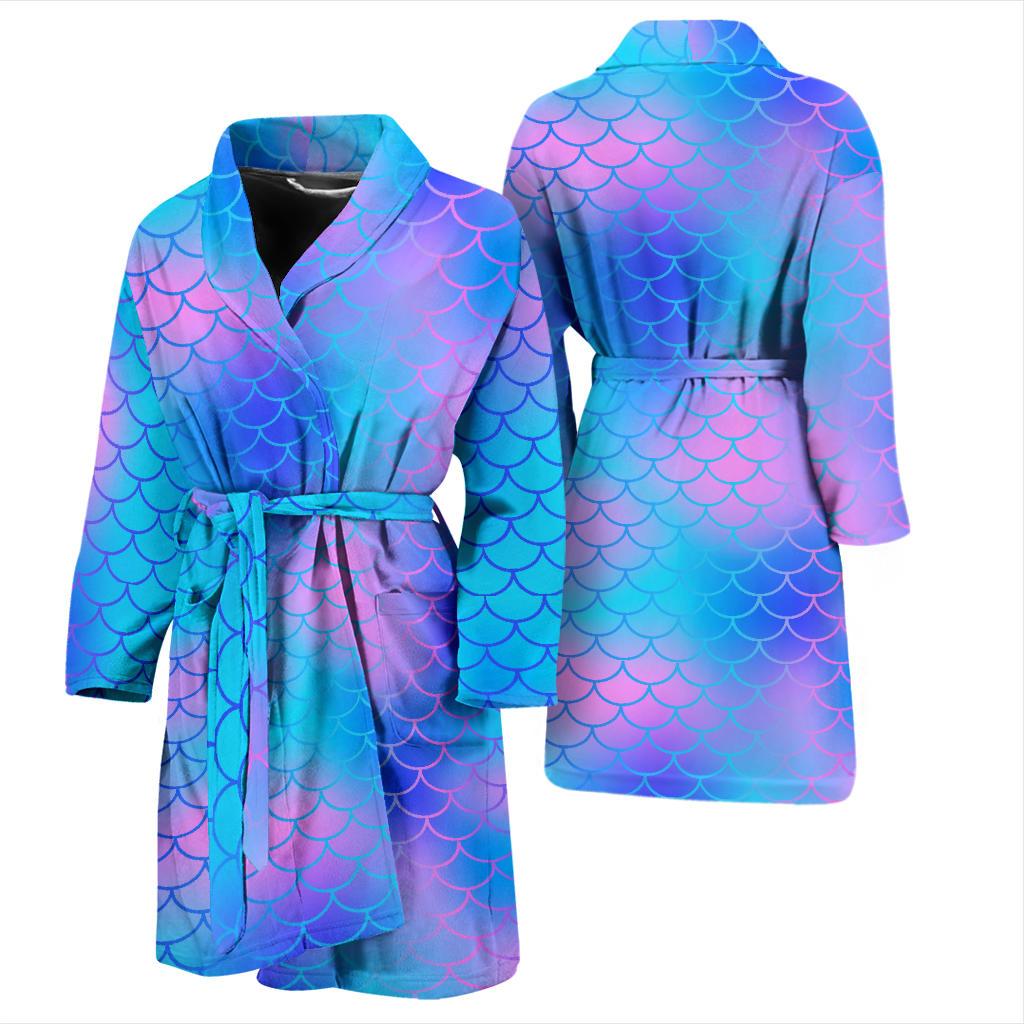 Mermaid Scales Pattern Print Design 04 Men Bathrobe-JORJUNE.COM