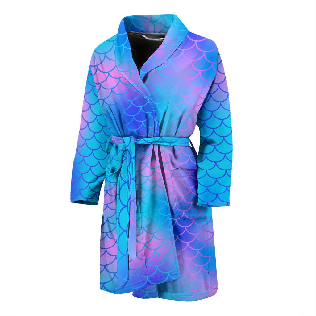 Mermaid Scales Pattern Print Design 04 Men Bathrobe-JORJUNE.COM