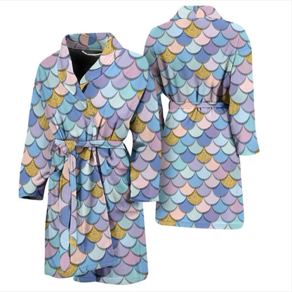 Mermaid Scales Pattern Print Design 05 Men Bathrobe-JORJUNE.COM