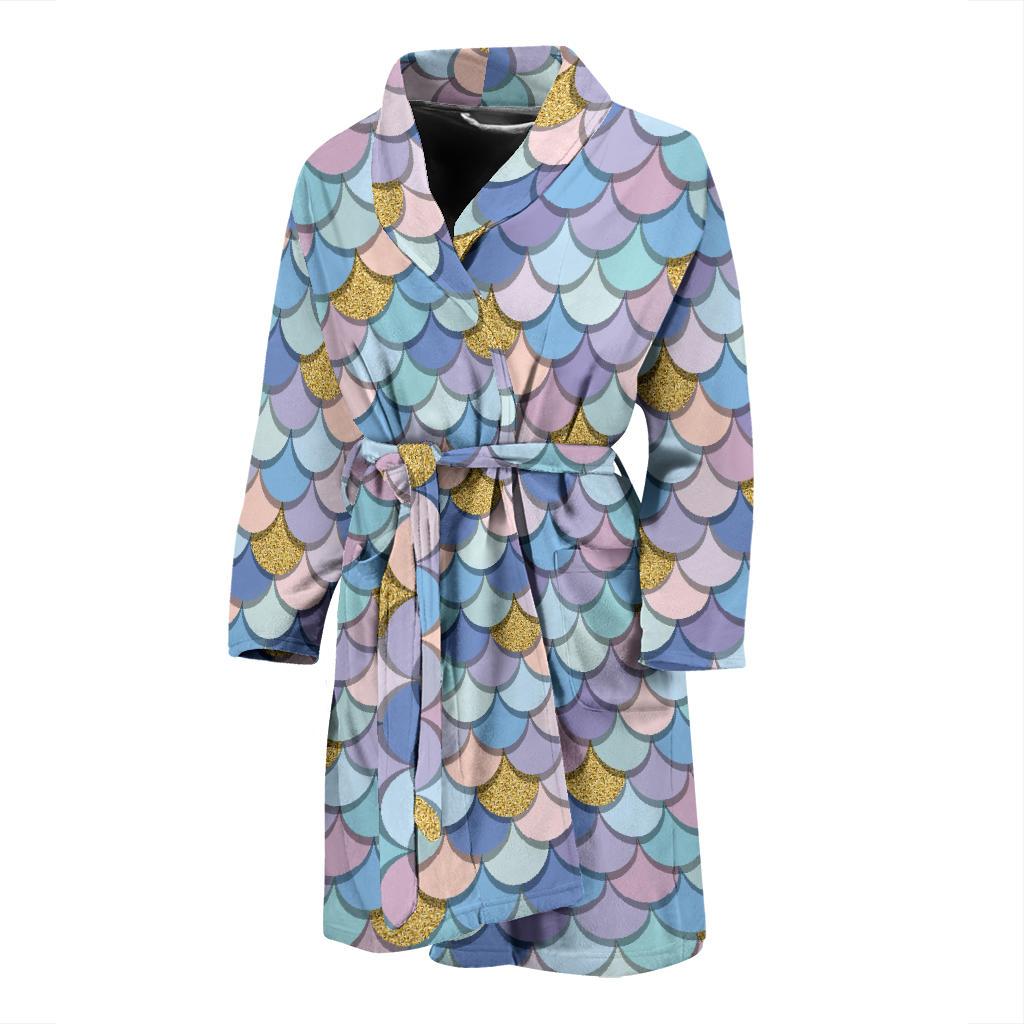 Mermaid Scales Pattern Print Design 05 Men Bathrobe-JORJUNE.COM