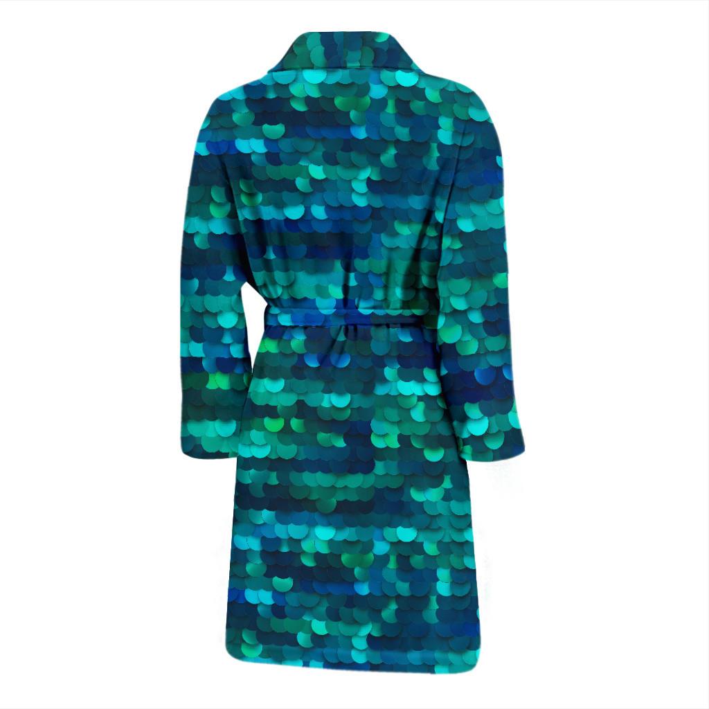 Mermaid Scales Pattern Print Design 06 Men Bathrobe-JORJUNE.COM