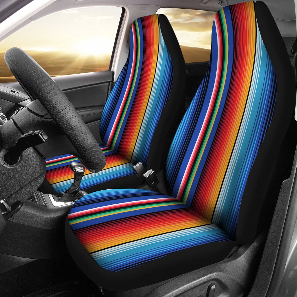 Mexican Blanket Stripe Print Pattern Universal Fit Car Seat Covers