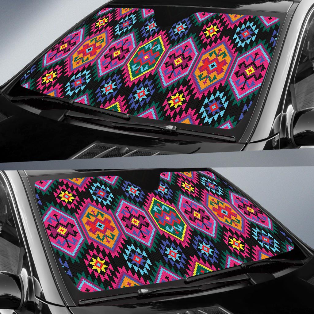 Mexican Pattern Print Design 02 Car Sun Shades-JORJUNE.COM