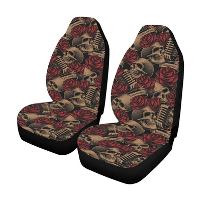 Microphone Skull Rose Pattern Print Design 02 Car Seat Covers (Set of 2)-JORJUNE.COM