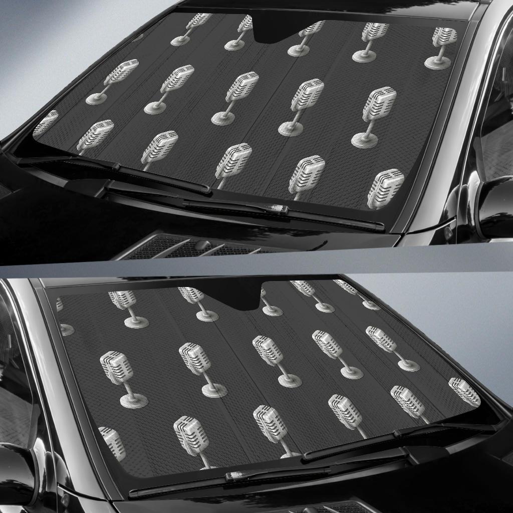 Microphone Vintage Pattern Print Design 01 Car Sun Shades-JORJUNE.COM