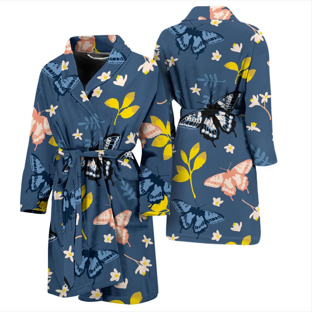 Monarch Butterfly Pattern Print Design 02 Men Bathrobe-JORJUNE.COM