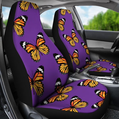 Monarch Butterfly Purple Print Pattern Universal Fit Car Seat Covers