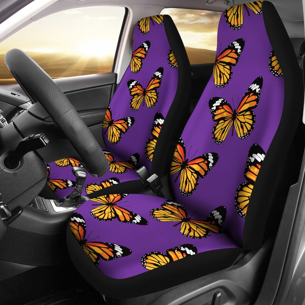 Monarch Butterfly Purple Print Pattern Universal Fit Car Seat Covers