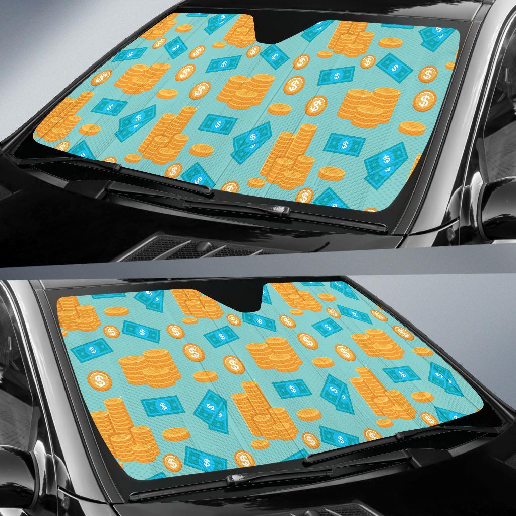 Money Pattern Print Design 03 Car Sun Shades-JORJUNE.COM