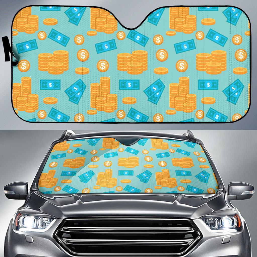 Money Pattern Print Design 03 Car Sun Shades-JORJUNE.COM