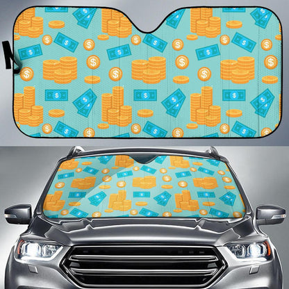 Money Pattern Print Design 03 Car Sun Shades-JORJUNE.COM
