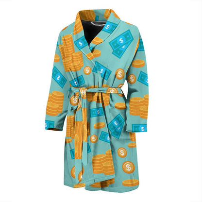 Money Pattern Print Design 03 Men Bathrobe-JORJUNE.COM