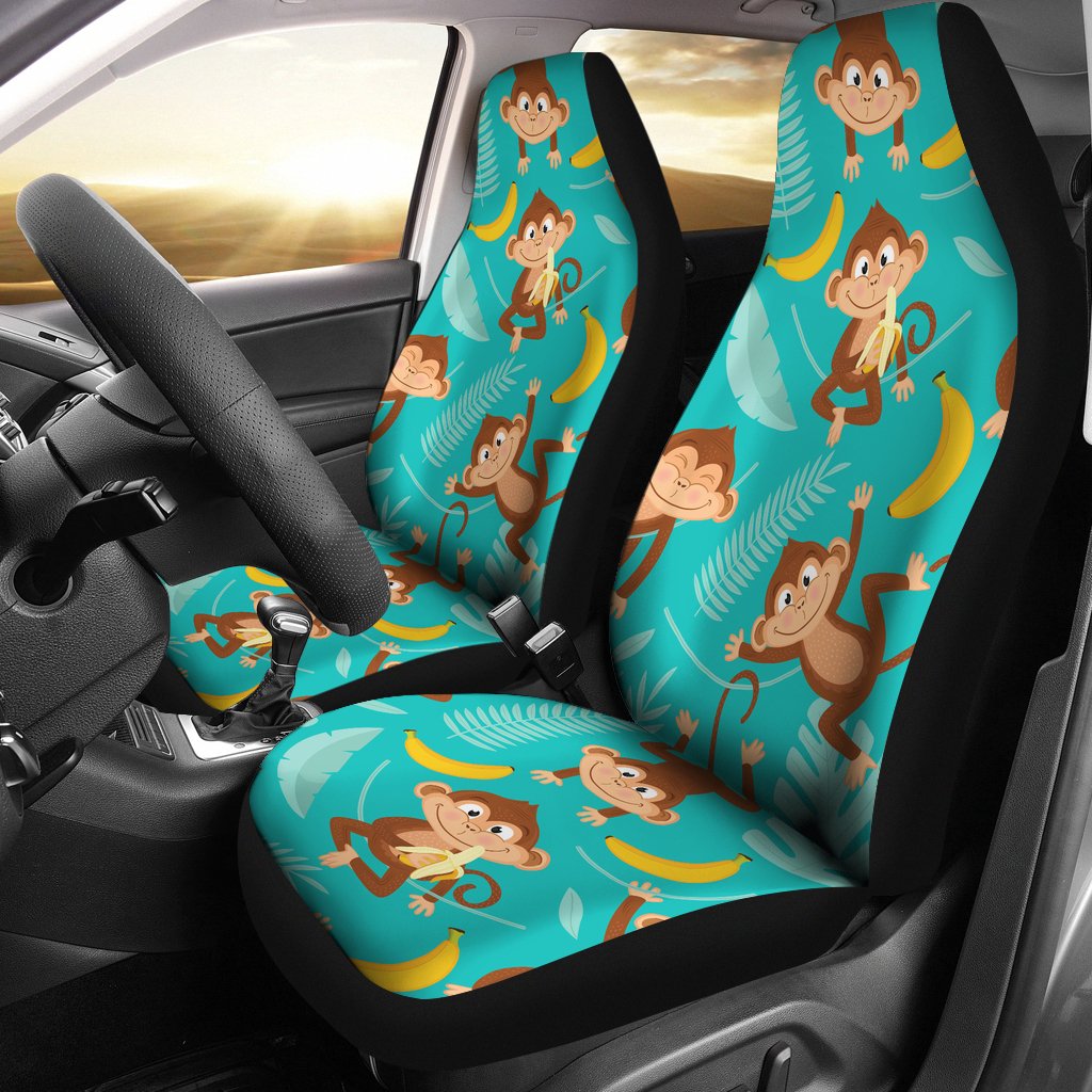 Monkey Happy Design Themed Print Universal Fit Car Seat Covers