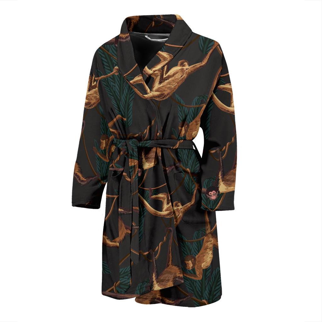 Monkey Pattern Print Design 02 Men Bathrobe-JORJUNE.COM