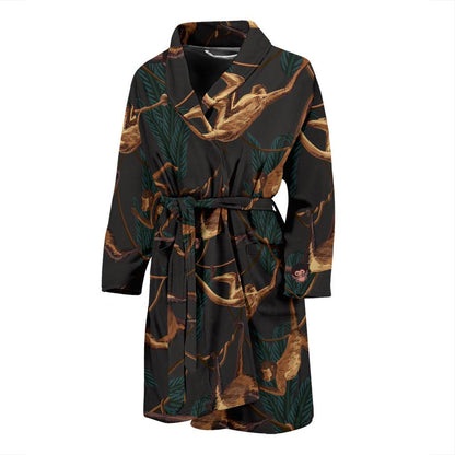 Monkey Pattern Print Design 02 Men Bathrobe-JORJUNE.COM