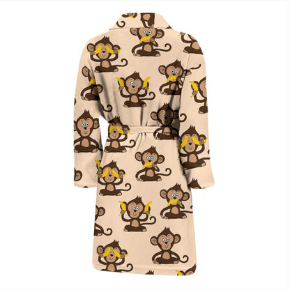 Monkey Pattern Print Design 03 Men Bathrobe-JORJUNE.COM