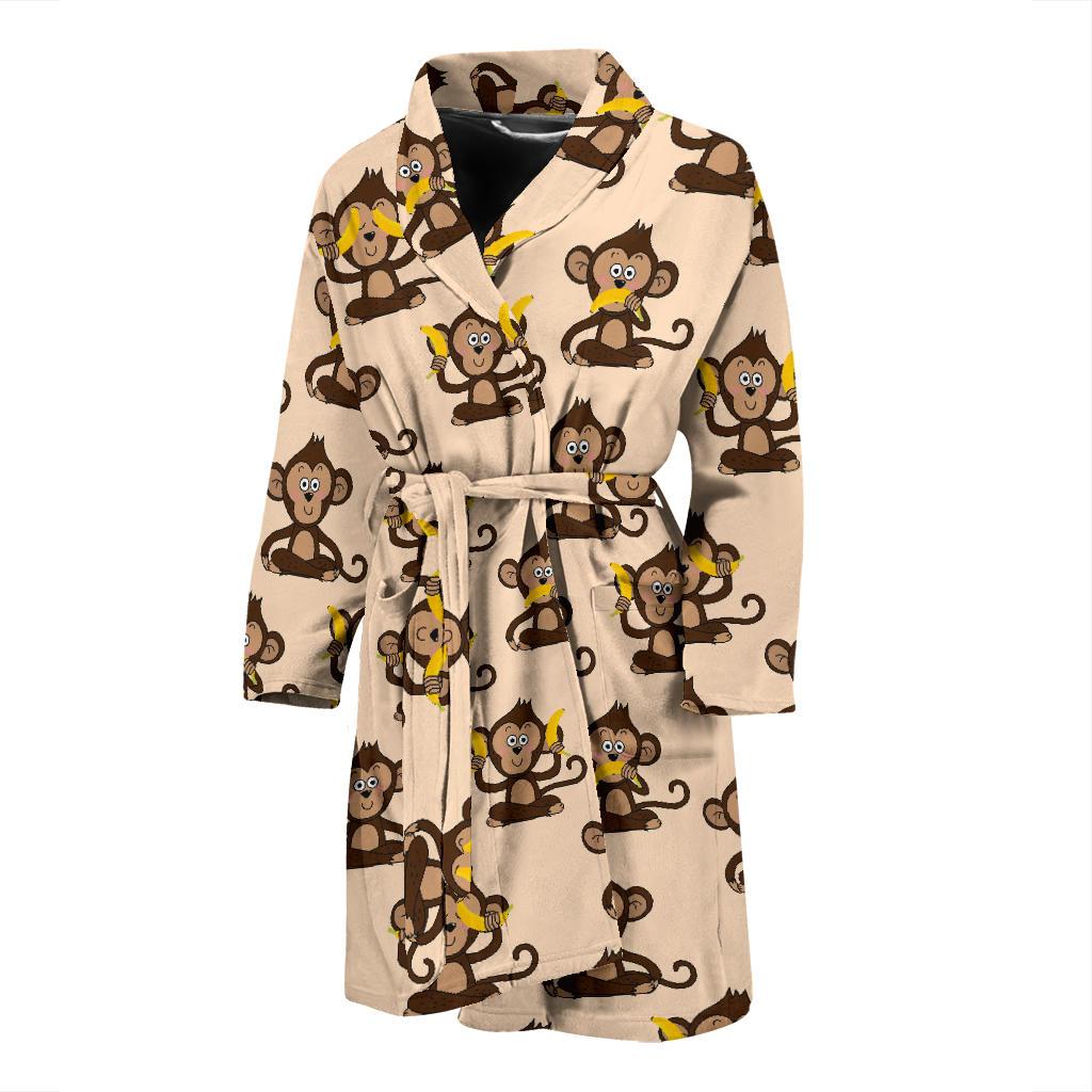 Monkey Pattern Print Design 03 Men Bathrobe-JORJUNE.COM