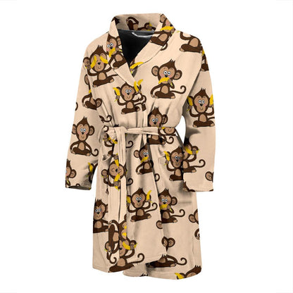 Monkey Pattern Print Design 03 Men Bathrobe-JORJUNE.COM
