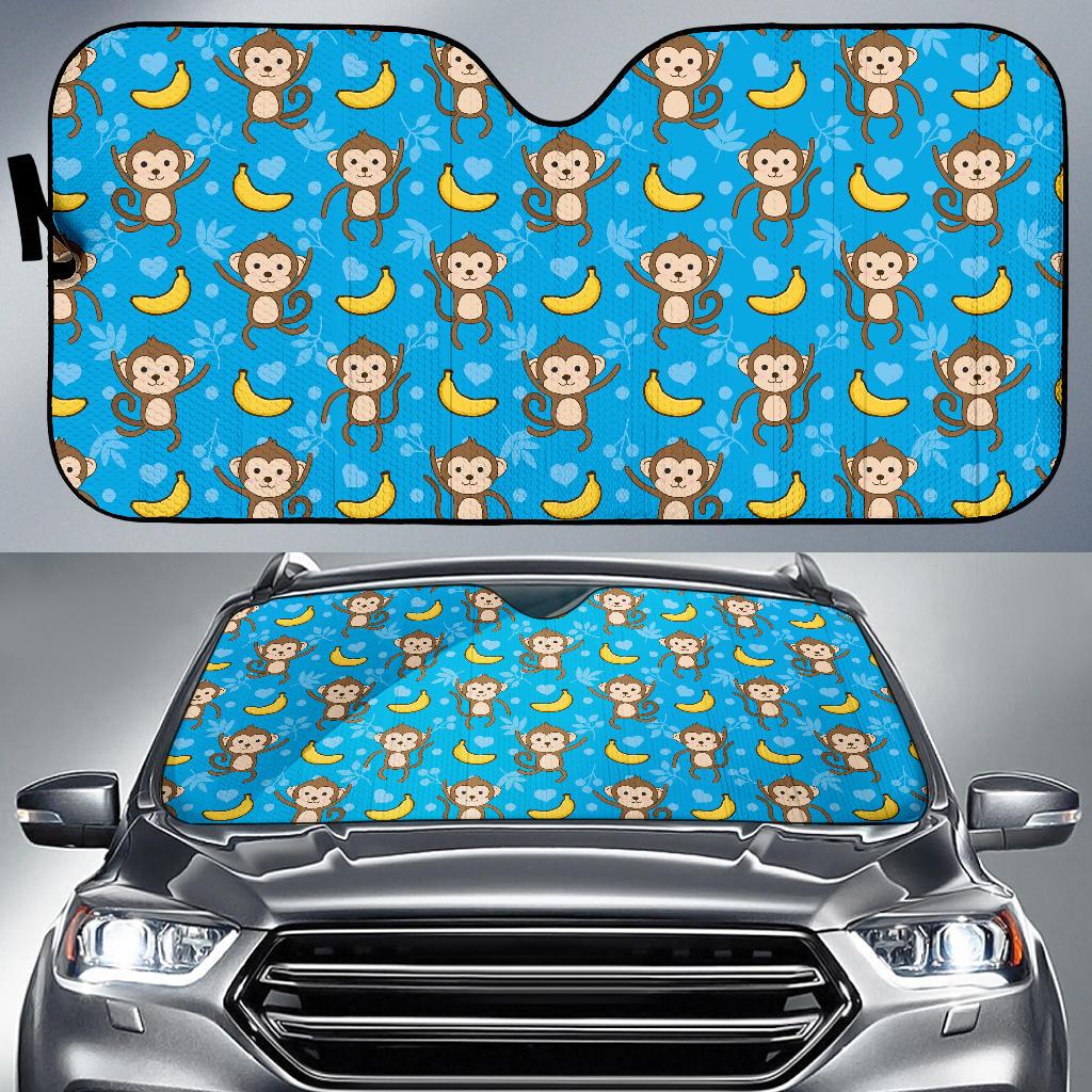 Monkey Pattern Print Design 05 Car Sun Shades-JORJUNE.COM