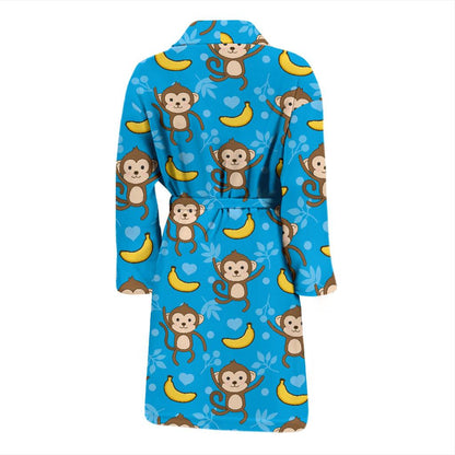 Monkey Pattern Print Design 05 Men Bathrobe-JORJUNE.COM