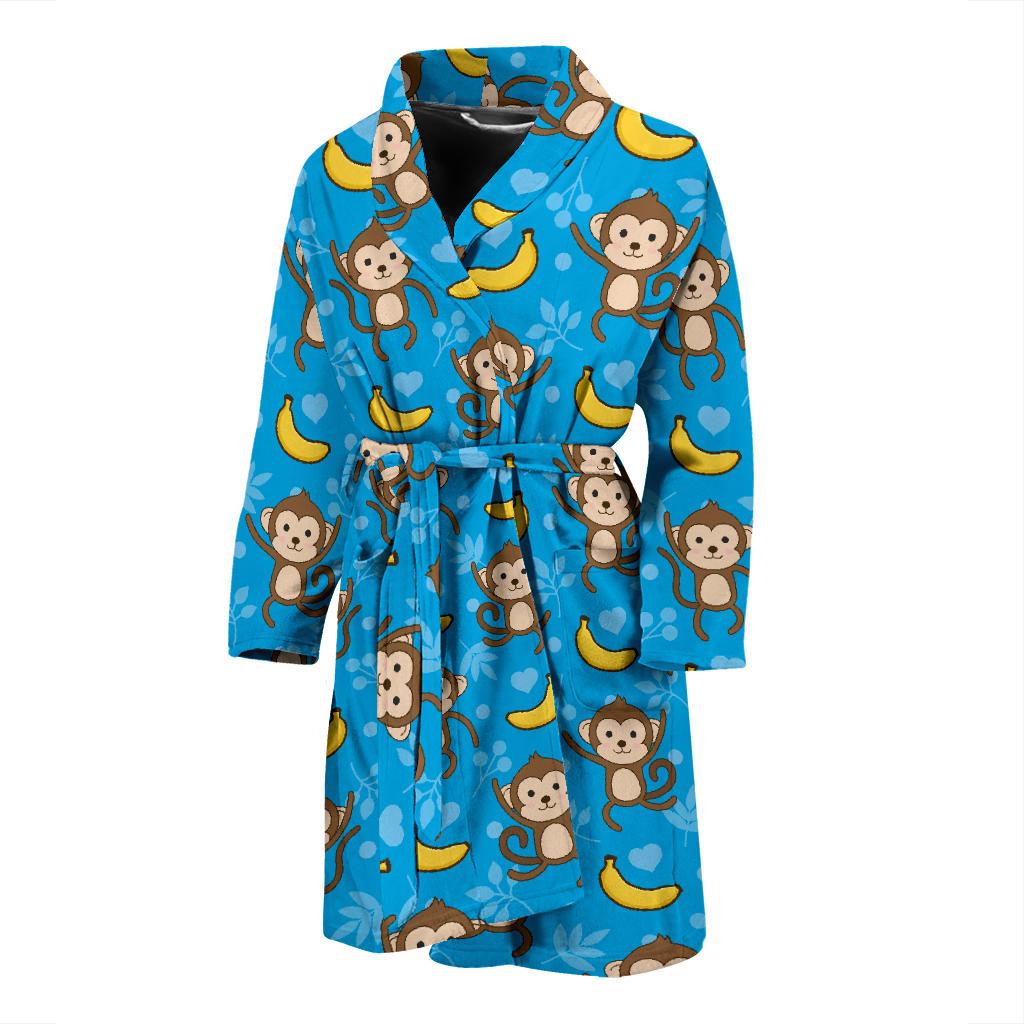 Monkey Pattern Print Design 05 Men Bathrobe-JORJUNE.COM