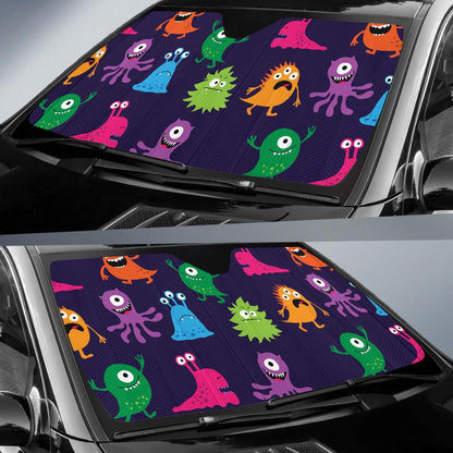 Monster Cartoon Pattern Print Design 02 Car Sun Shades-JORJUNE.COM