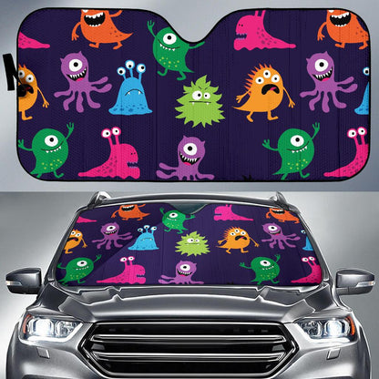 Monster Cartoon Pattern Print Design 02 Car Sun Shades-JORJUNE.COM