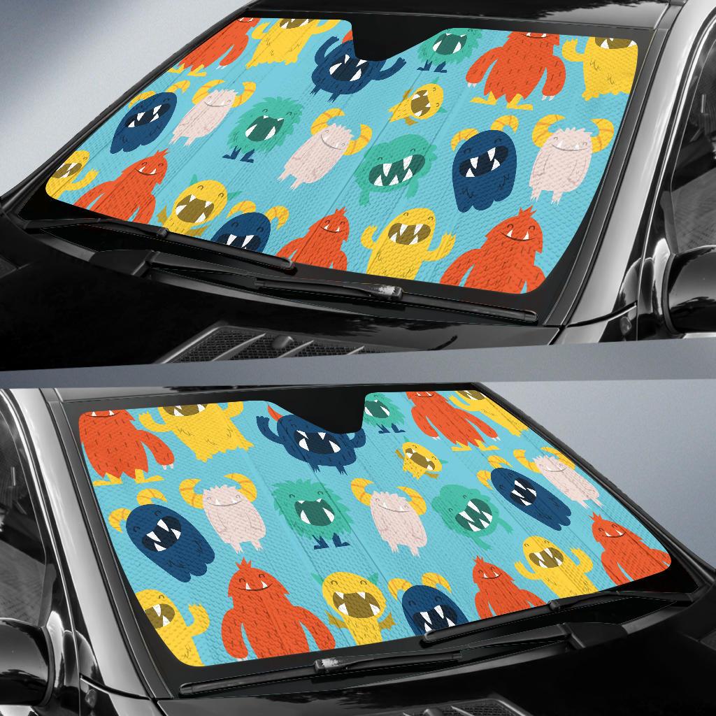 Monster Cartoon Pattern Print Design 03 Car Sun Shades-JORJUNE.COM