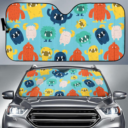 Monster Cartoon Pattern Print Design 03 Car Sun Shades-JORJUNE.COM