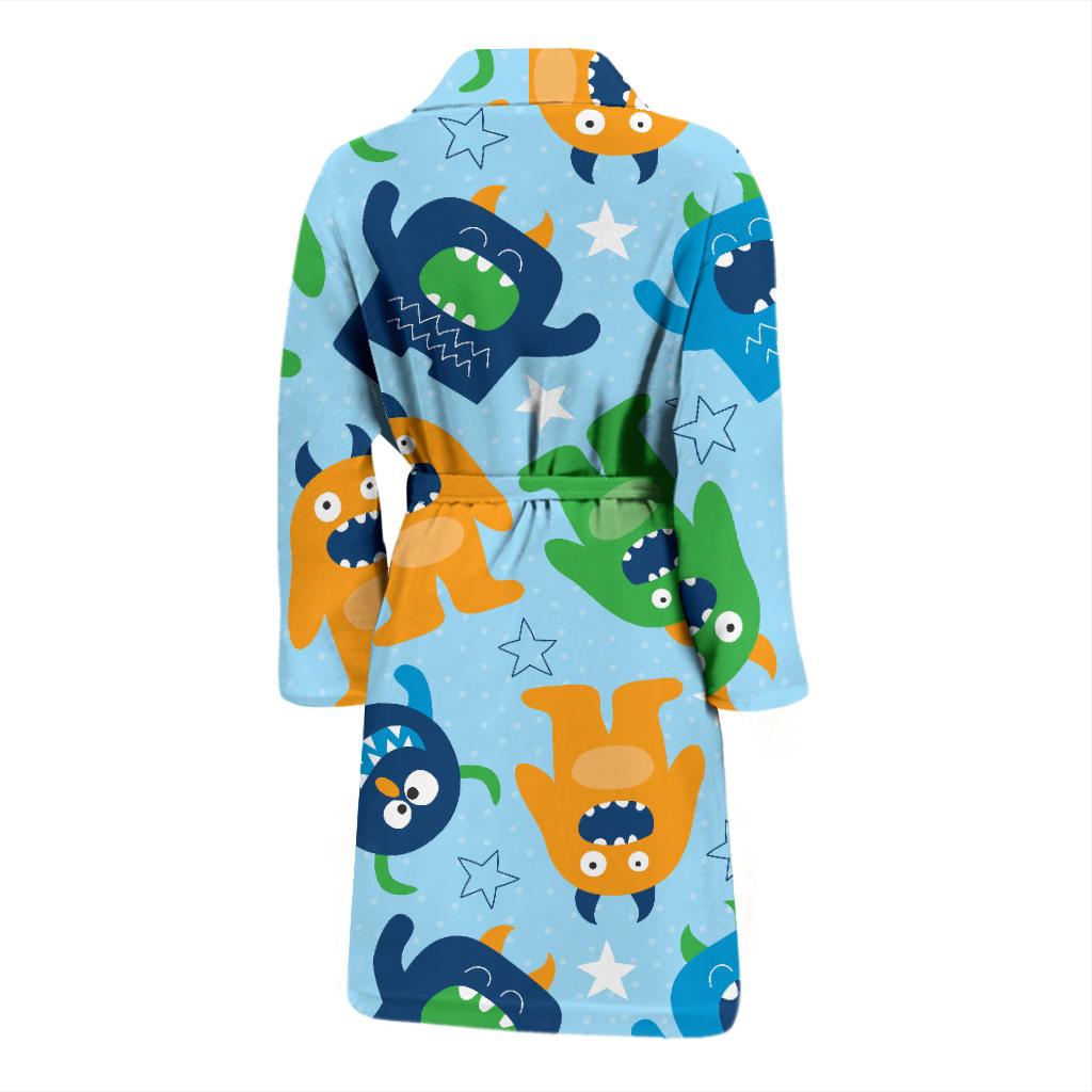 Monster Cartoon Pattern Print Design 04 Men Bathrobe-JORJUNE.COM