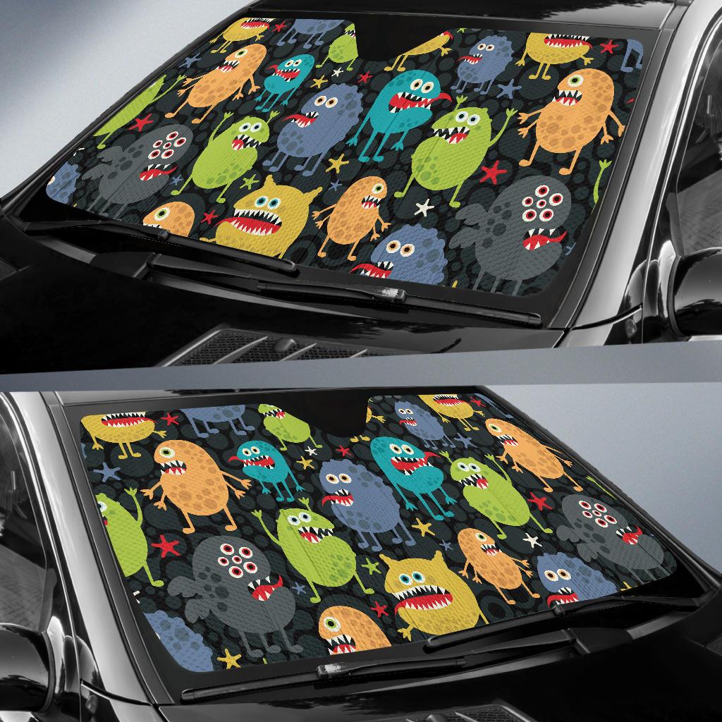 Monster Pattern Print Design 01 Car Sun Shades-JORJUNE.COM
