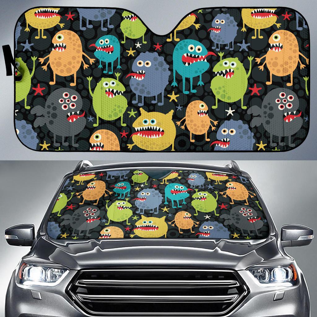 Monster Pattern Print Design 01 Car Sun Shades-JORJUNE.COM