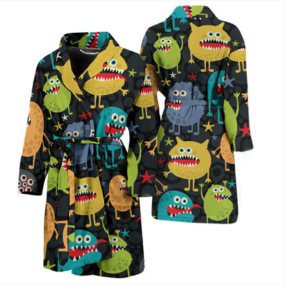 Monster Pattern Print Design 01 Men Bathrobe-JORJUNE.COM