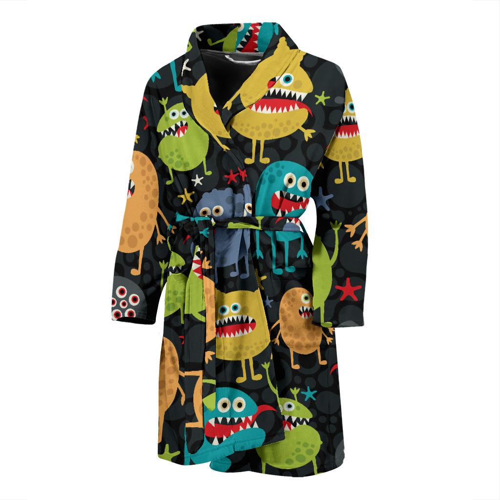 Monster Pattern Print Design 01 Men Bathrobe-JORJUNE.COM