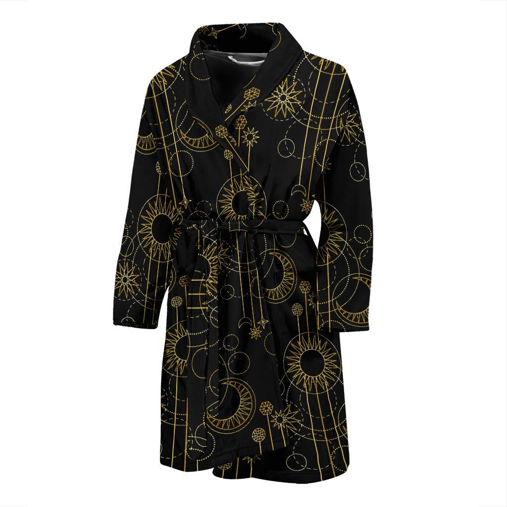 Moon Boho Style Pattern Print Design 01 Men Bathrobe-JORJUNE.COM