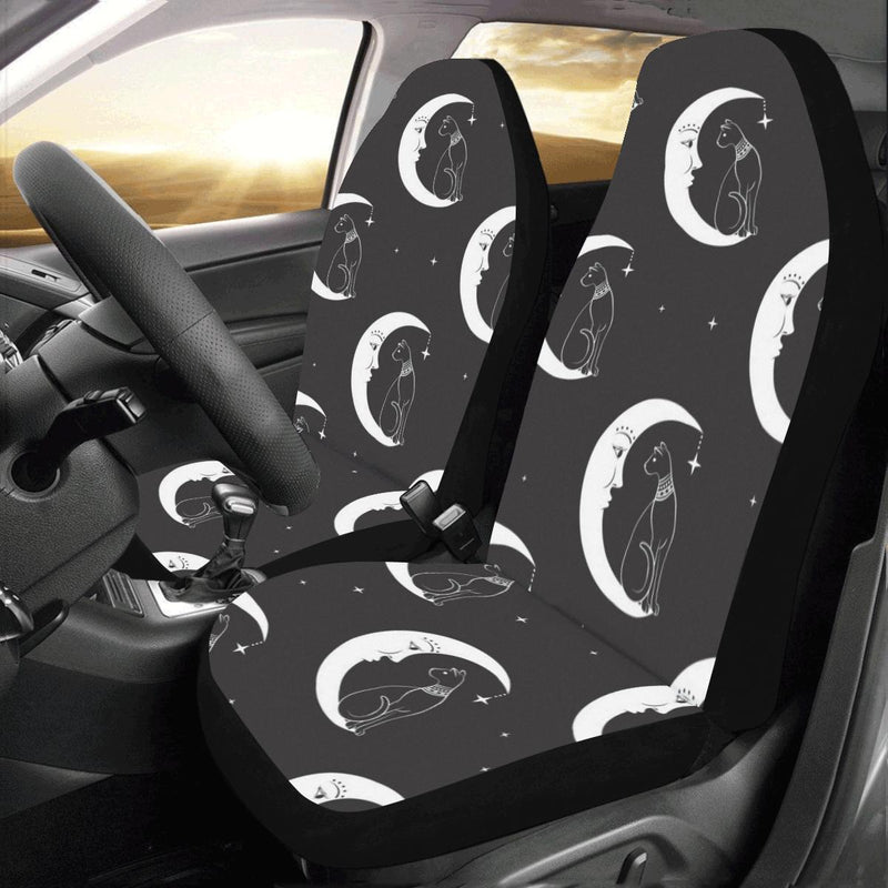 Moon with Cat Pattern Print Design 04 Car Seat Covers (Set of 2)-JORJUNE.COM