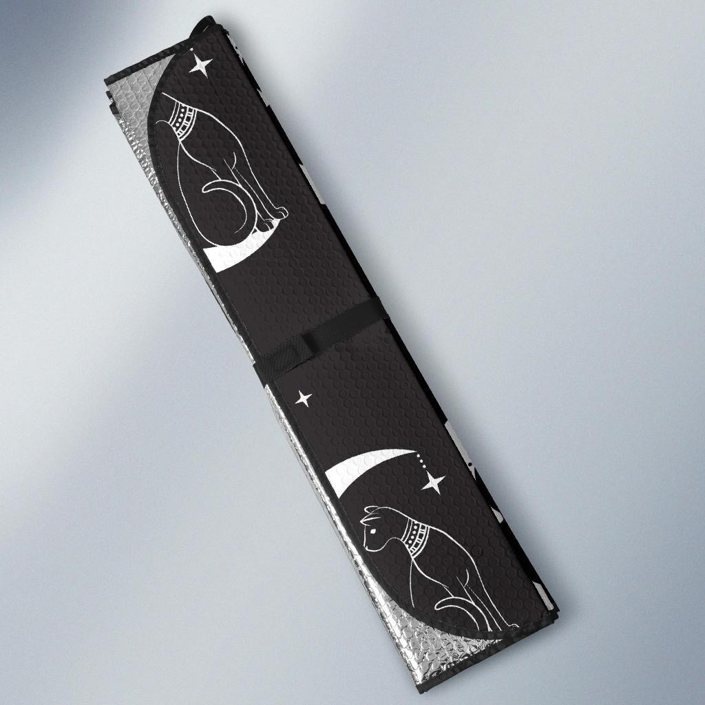 Moon with Cat Pattern Print Design 04 Car Sun Shades-JORJUNE.COM