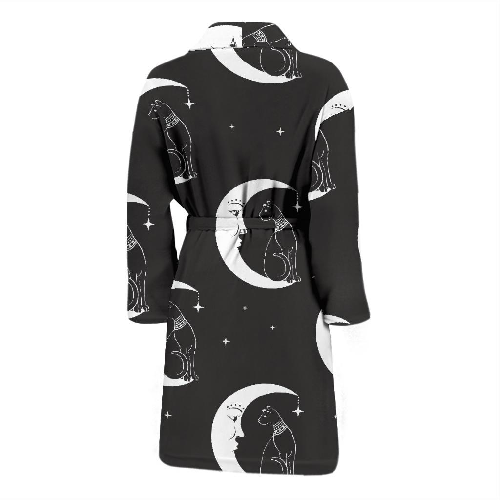 Moon with Cat Pattern Print Design 04 Men Bathrobe-JORJUNE.COM