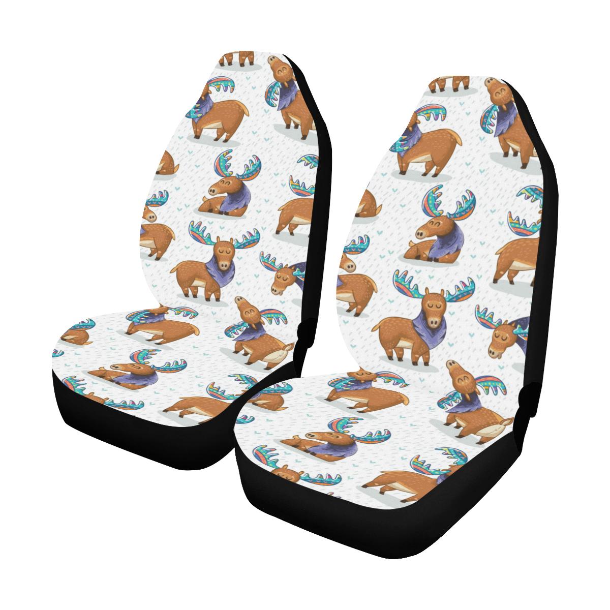 Moose Cute Pattern Print Design 01 Car Seat Covers (Set of 2)-JORJUNE.COM