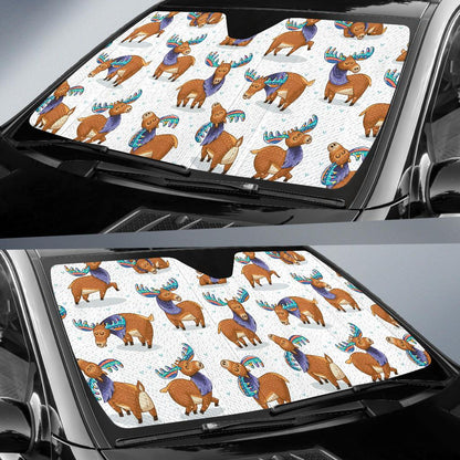 Moose Cute Pattern Print Design 01 Car Sun Shades-JORJUNE.COM